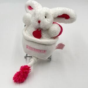 DouDou et Compagnie Pompon Bunny Plush Lapin Pink White Musical Paris Crib